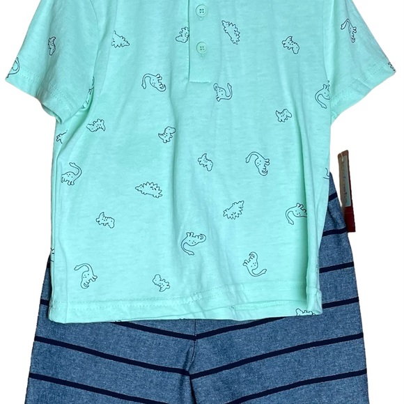 NWT! 2 Kidgets Toddler Short Sets, Striped Polo & All Over Dino | Size 18 Months - Picture 5 of 7